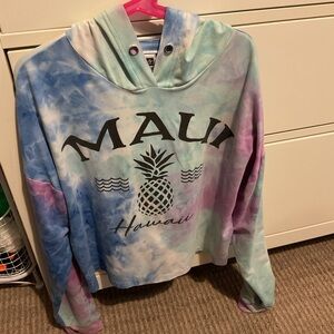 Maui Hawaii Tie-Dye Long Sleeve hooded Kids Tee buttery soft comfy medium